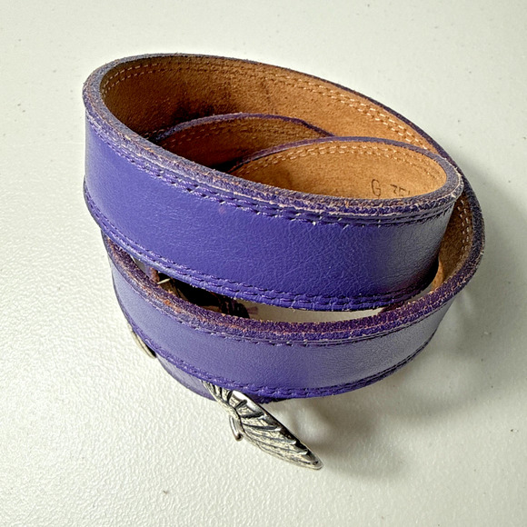 Vintage Nocona Purple Leather Belt Women’s Size XS Silver Buckle Western Kids - Picture 3 of 7